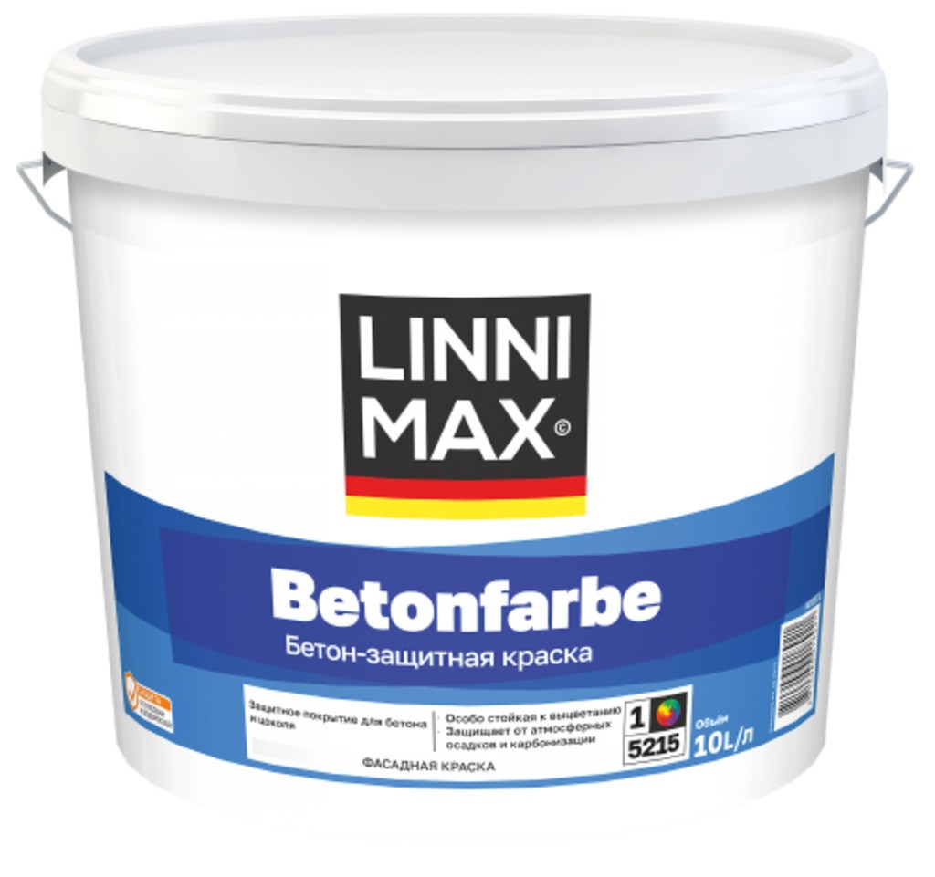 Краска водно-дисперсионная для наружных и внутренних работ LINNIMAX Betonfarbe / Бетонфарбе База 1 10 л