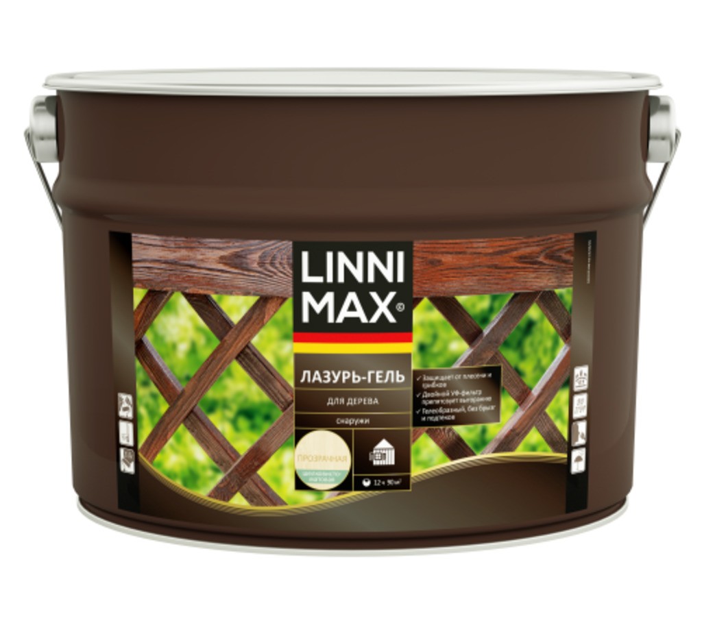 Лессирующий антисептик LINNIMAX Лазурь-гель для дерева 9 л