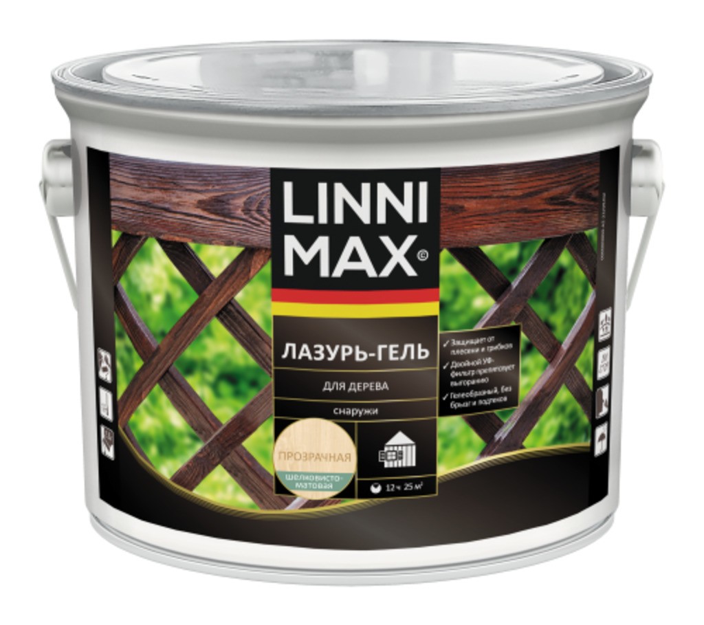 Лессирующий антисептик LINNIMAX Лазурь-гель для дерева 2,5 л