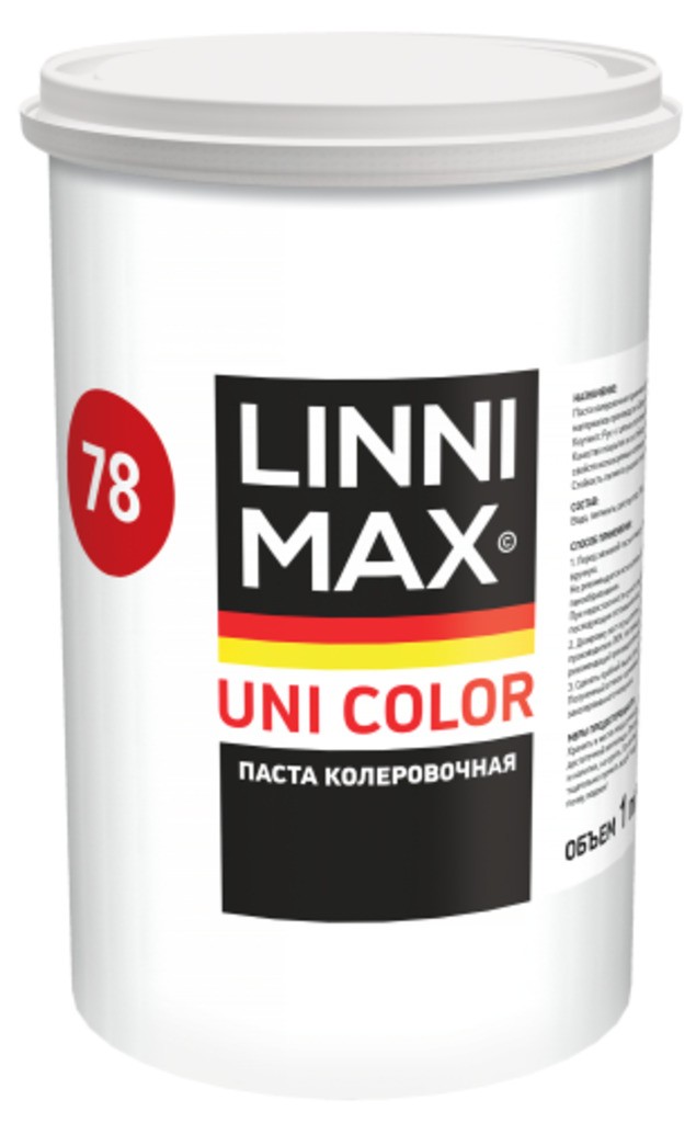Универсальная пигментная паста для колеровки лакокрасочных материалов LINNIMAX Uni Color 78 Signalrot 1 л
