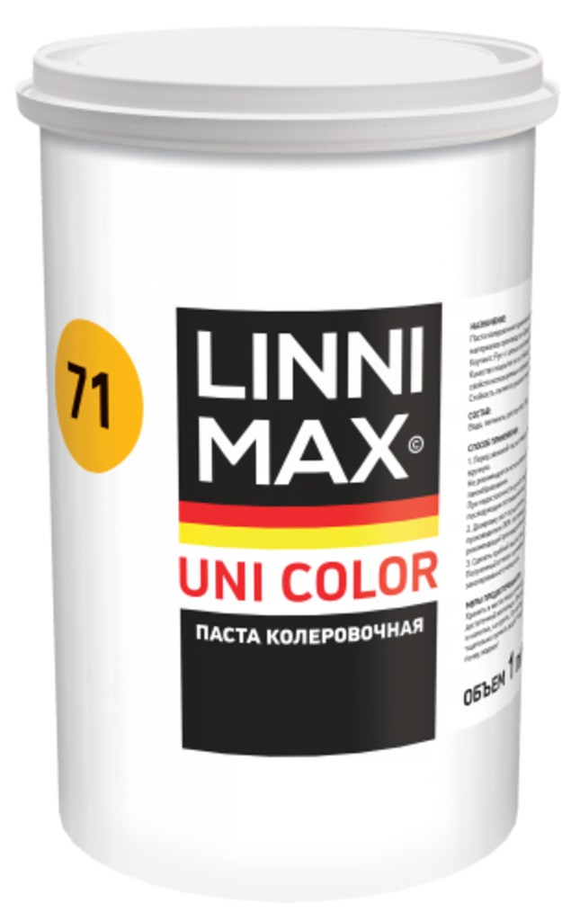 Универсальная пигментная паста для колеровки лакокрасочных материалов LINNIMAX Uni Color 71 Oxidgelb 1 л