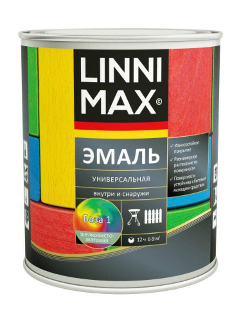 Эмаль алкидная LINNIMAX Эмаль универсальная шелковисто-матовая База 1 0,75 л
