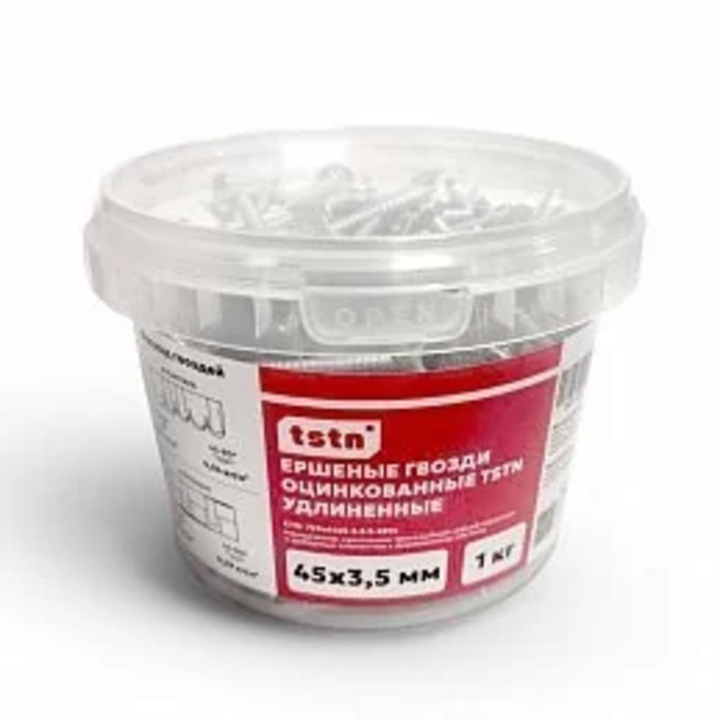 Гвоздь ершенный удлиненный TSTN 45х3,5 Zn ведерко 1 кг